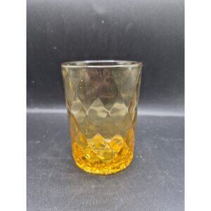Diamond Optic / Honeycomb Vintage Glass Tumbler 3.75-Inch Height Textured Bottom